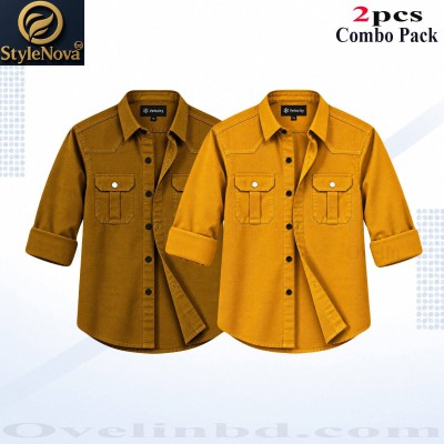 2 Pcs Combo Premium Quality Double Pocket Shirt - Banson & Kathali. -