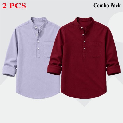2 pcs Combo Full Sleeve Katua For Men's - Ash & Maroon.