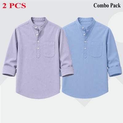 2 pcs Combo Full Sleeve Katua For Men's - Ash & Sky Blue.