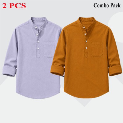 2 pcs Combo Full Sleeve Katua For Men's - Ash & Kathali. -