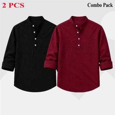 2 pcs Combo Full Sleeve Katua For Men's - Balck & Maroon.