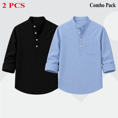 2 pcs Combo Full Sleeve Katua For Men's - Balck & Sky Blue.
