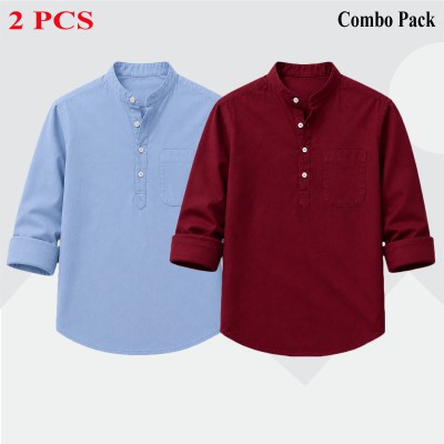 2 pcs Combo Full Sleeve Katua For Men's -Maroon & Sky Blue.