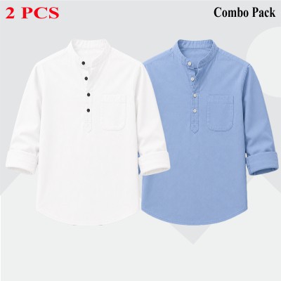 2 pcs Combo Full Sleeve Katua For Men's - White & Sky Blue.